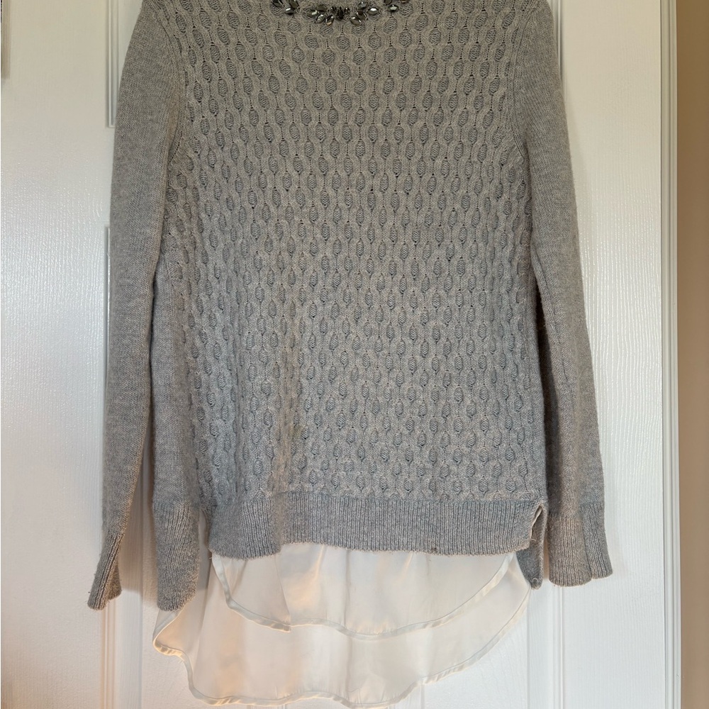 Simply Vera Gray Knit Sweater with Layered Hem